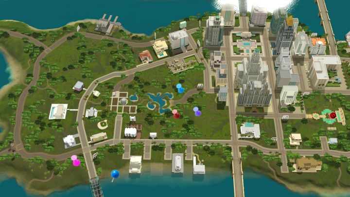 Map of the Roaring Heights town center, showing where to find rare collectibles