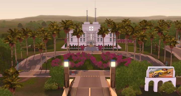 The Sims 3 Roaring Heights World: Town Hospital design 